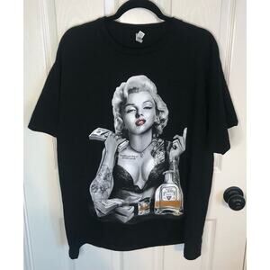 Marilyn Monroe Black T-Shirt Tequila Hip Hop Tattoos Hustler Marilyn Men’s XL